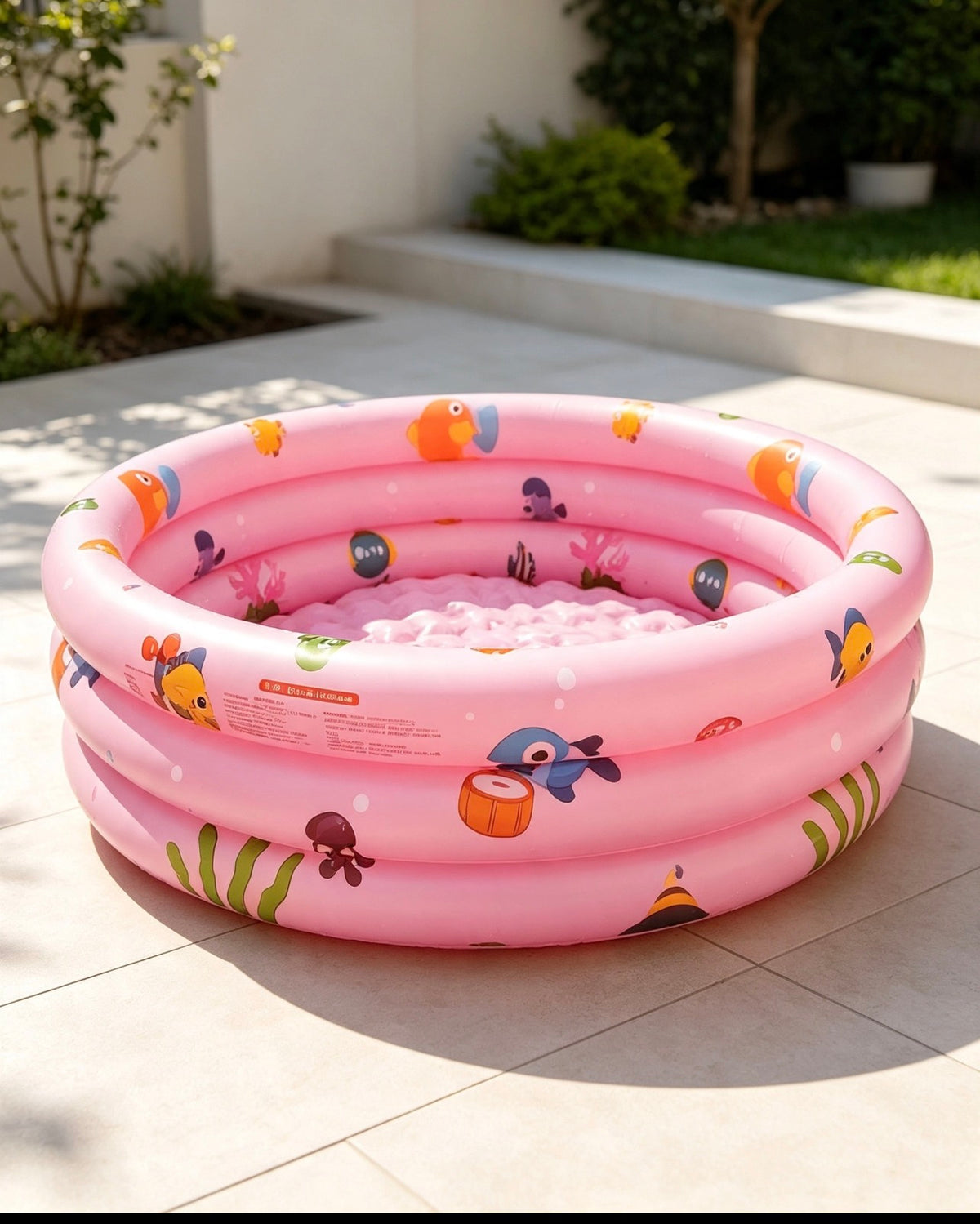 3-Ring Inflatable Paddling Pool — Pink — 100cm x 30cm — Ages 6 Months+