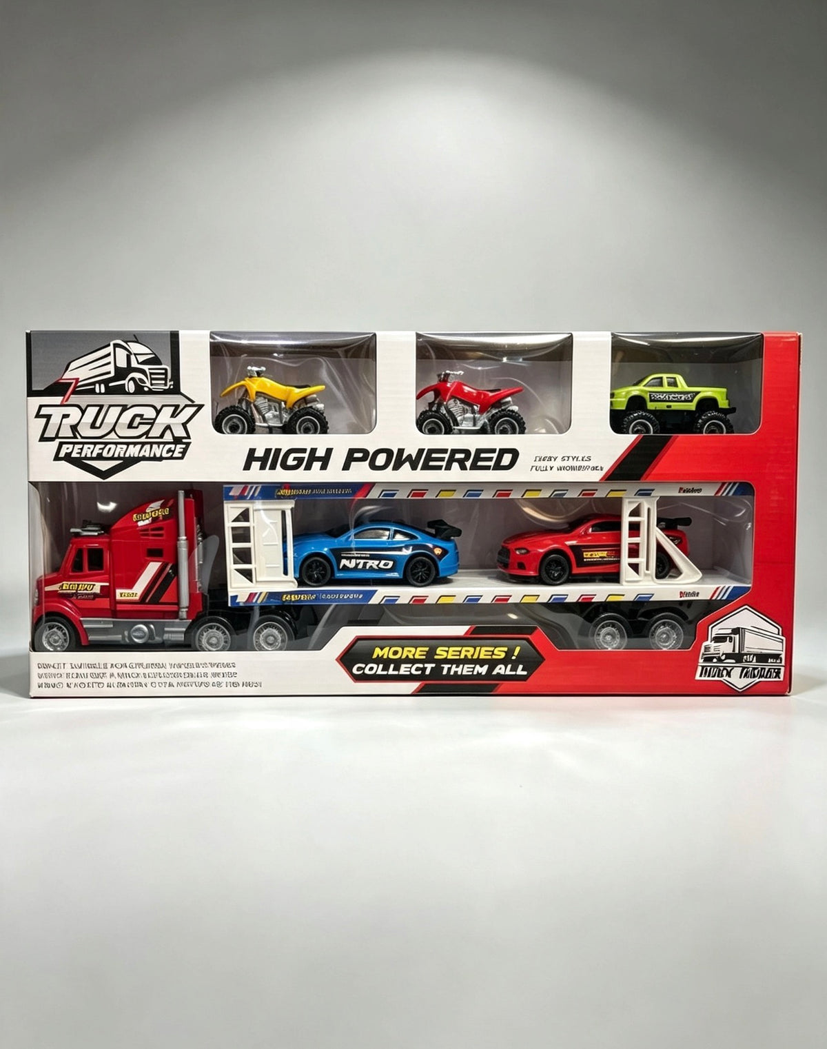 Toy Truck Car Transporter Set with 6 Vehicles — High Performance Carrier Lorry