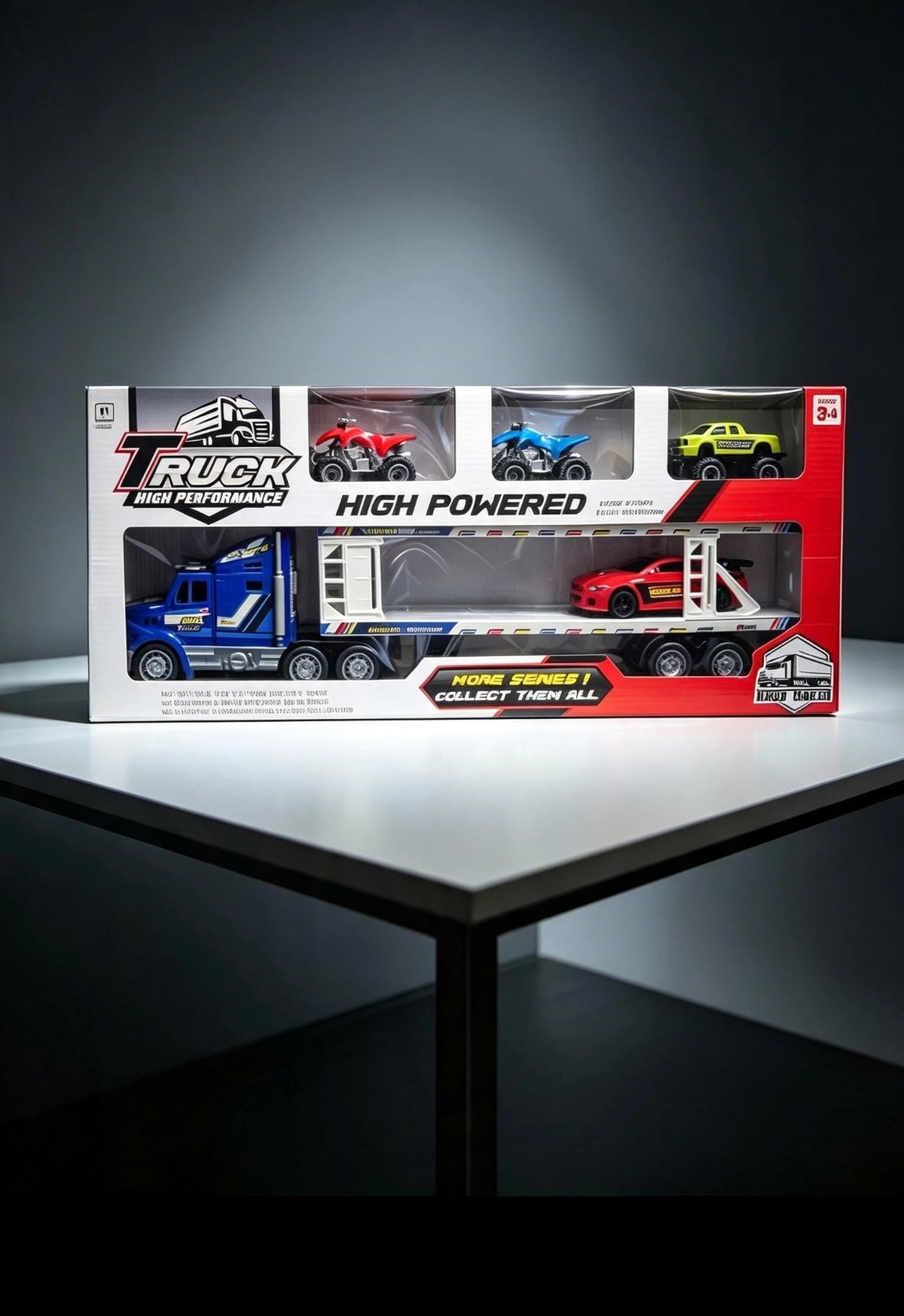 Toy Truck Car Transporter Set with 6 Vehicles — High Performance Carrier Lorry